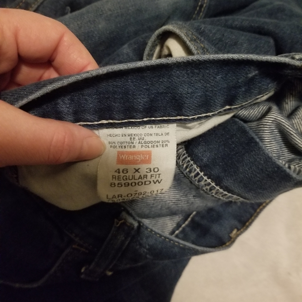 🤍 GUC Wrangler Men's Blue Jeans Size 46x30 - Picture 4 of 5